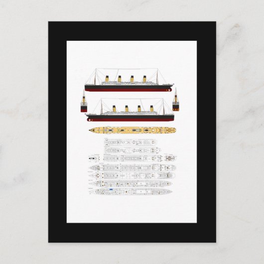 RMS Titanic Drawing and Diagram Briefkaart (Voorkant)