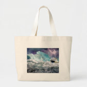RMS Titanic en Iceberg Painting Grote Tote Bag (Voorkant)