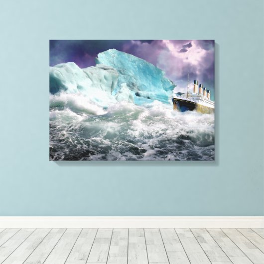 RMS Titanic en Iceberg Painting Wrapped Canvas (Insitu (Houten vloer))
