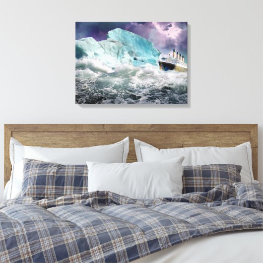 RMS Titanic en Iceberg Painting Wrapped Canvas (Insitu (Slaapkamer))