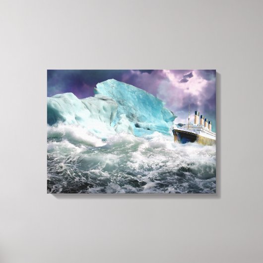 RMS Titanic en Iceberg Painting Wrapped Canvas (Voorkant)