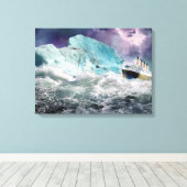 RMS Titanic en Iceberg Painting Wrapped Canvas Afdruk (Insitu (Houten vloer))