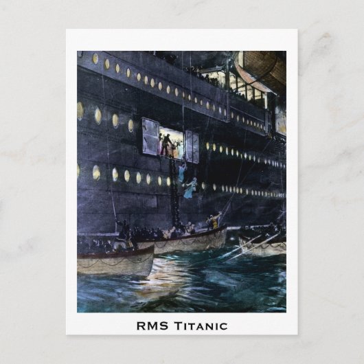 RMS Titanic Escape aan de Lifeboten. Briefkaart (Voorkant)