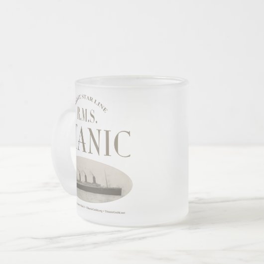 RMS Titanic Ghost Ship Sepia Frosted Glass Mok (Voorkant links)