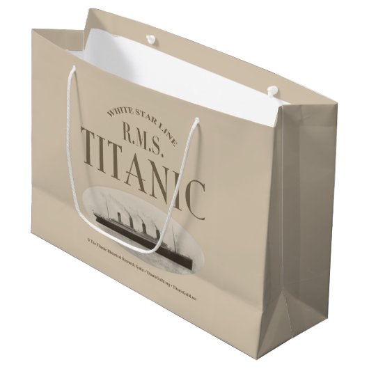 RMS Titanic Ghost Ship Sepia Gift Bag Large Groot Cadeauzakje (Voorkant Gekanteld)