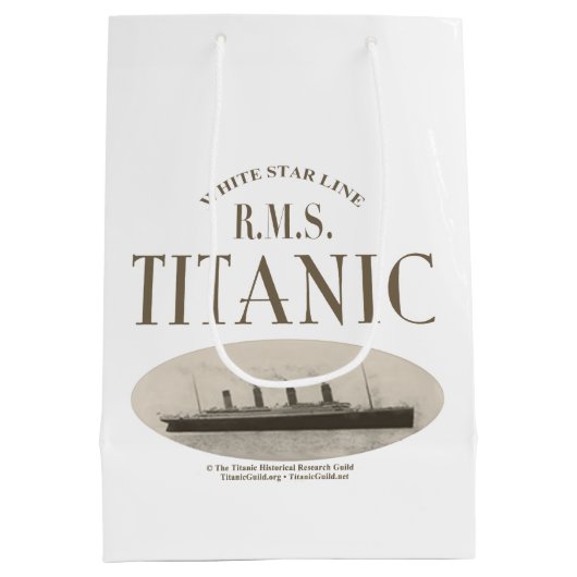 RMS Titanic Ghost Ship Sepia Medium Gift Bag White Medium Cadeauzakje (Achterkant)