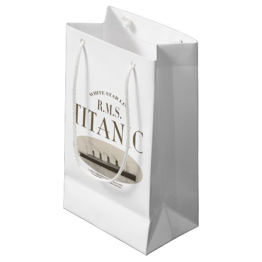 RMS Titanic Ghost Ship Sepia Small Gift Bag White Klein Cadeauzakje (Voorkant Gekanteld)