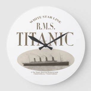 RMS Titanic Ghost Ship Sepia/White Clock Grote Klok