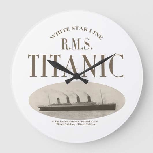 RMS Titanic Ghost Ship Sepia/White Clock Grote Klok (Voorkant)