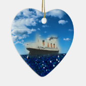 RMS Titanic Glittering Blue Zee Photo Name Date Keramisch Ornament (Rechts)