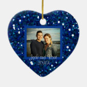 RMS Titanic Glittering Blue Zee Photo Name Date Keramisch Ornament (Achterkant)