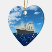 RMS Titanic Glittering Blue Zee Photo Name Date Keramisch Ornament (Links)