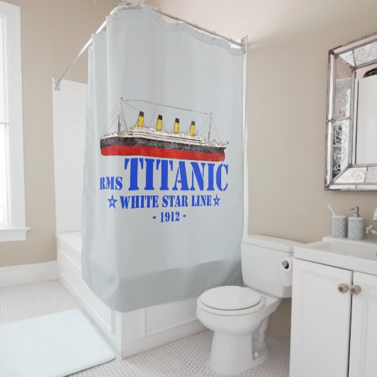 RMS Titanic Illustratie - White Star Line 1912 Douchegordijn (In situ)