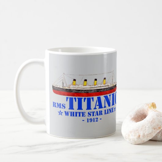 RMS Titanic Illustratie - White Star Line 1912 Koffiemok (Met donut)
