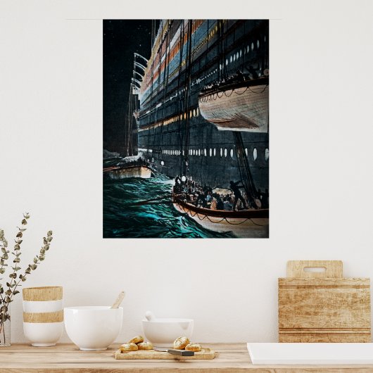 RMS Titanic Lifebots zijn  minder goed Poster (Keuken)