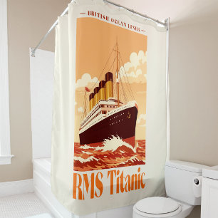 RMS Titanic Oude Poster. Retro Oceaanstomer Kunst Douchegordijn