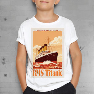 RMS Titanic Oude Poster. Retro Oceaanstomer Kunst T-shirt