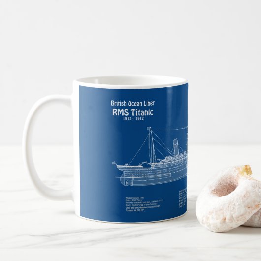RMS Titanic Schip Blauwdruk Plannen ABD Koffiemok (Met donut)