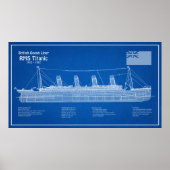 RMS Titanic Schip Blauwdruk Plannen ABD Poster (Voorkant)
