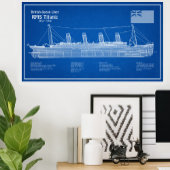 RMS Titanic Schip Blauwdruk Plannen ABD Poster