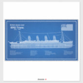 RMS Titanic Schip Blauwdruk Plannen ABD Sticker (Vel)