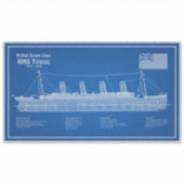 RMS Titanic Schip Blauwdruk Plannen ABD Sticker (Voorkant)