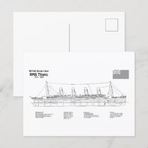 RMS Titanic Ship Blueprint Plans BD Briefkaart