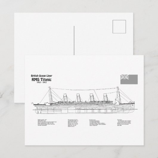 RMS Titanic Ship Blueprint Plans BD Briefkaart (Voorkant / Achterkant)