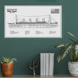 RMS Titanic Ship Blueprint Plans BD Foto Afdruk