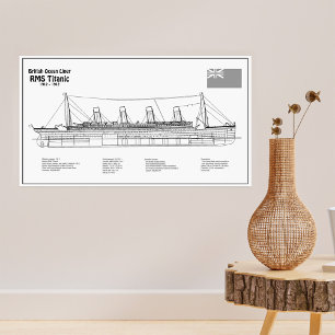 RMS Titanic Ship Blueprint Plans BD Poster