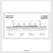 RMS Titanic Ship Blueprint Plans BD Sticker (Vel)