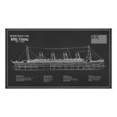 RMS Titanic Ship Blueprint Plans PBD Foto Afdruk (Voorkant)