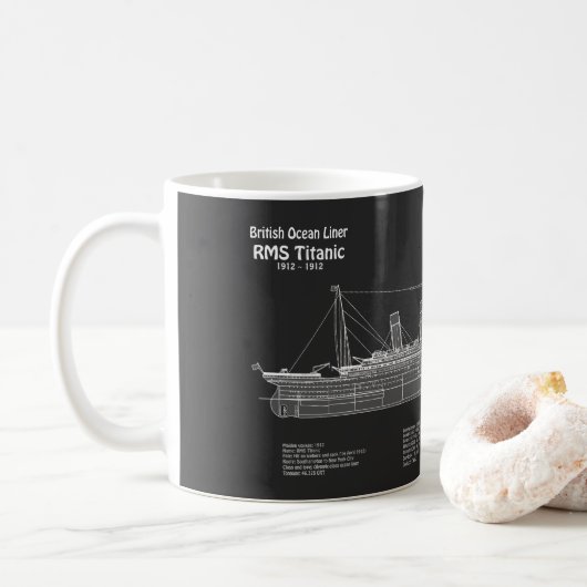 RMS Titanic Ship Blueprint Plans PBD Koffiemok (Met donut)