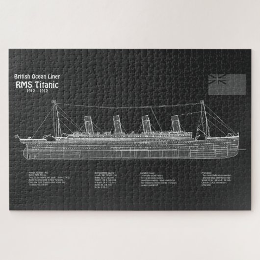RMS Titanic Ship Blueprint Plans PBD Legpuzzel (Horizontaal)