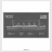 RMS Titanic Ship Blueprint Plans PBD Sticker (Vel)