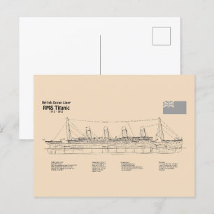 RMS Titanic Ship Blueprint Plans SD Briefkaart