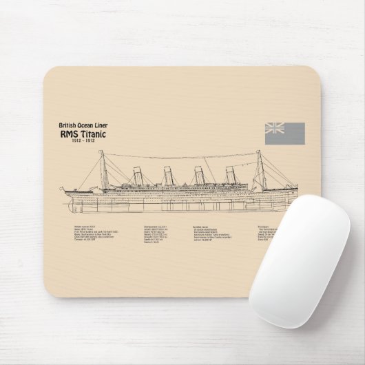 RMS Titanic Ship Blueprint Plans SD Muismat (Met muis)