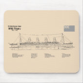 RMS Titanic Ship Blueprint Plans SD Muismat (Voorkant)