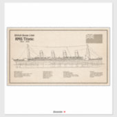 RMS Titanic Ship Blueprint Plans SD Sticker (Vel)