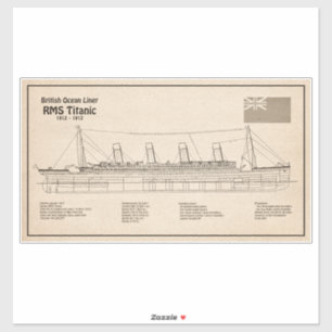 RMS Titanic Ship Blueprint Plans SD Sticker