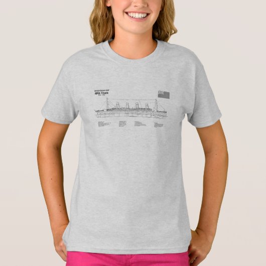 RMS Titanic Ship Blueprint Plans SD T-shirt (Voorkant)