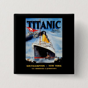 RMS Titanic Travel Ad Vierkante Button 5,1 Cm