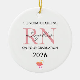 RN Afstudeerpersonaliseerde Naam Klas van 2026 Keramisch Ornament