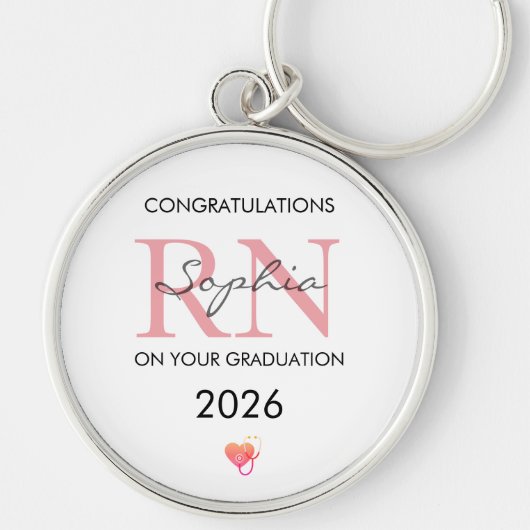 RN Afstudeerpersonaliseerde Naam Klas van 2026 Sleutelhanger (Voorkant)