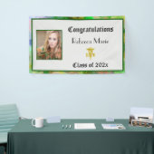 RN Afstuderen Green Pink Blue Waterverf Spandoek (Beurs)