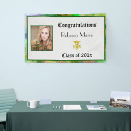 RN Afstuderen Green Pink Blue Waterverf Spandoek