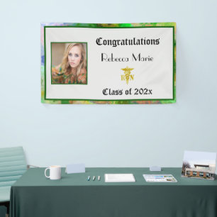 RN Afstuderen Green Pink Blue Waterverf Spandoek