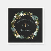 RN afstuderen groene krans + gouden caduceus Servet (Voorkant)