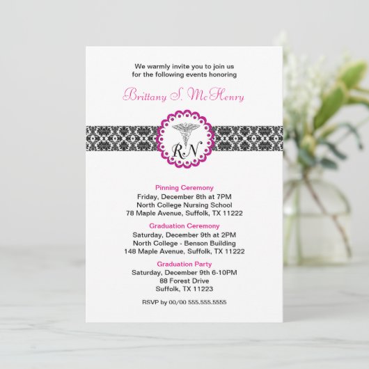 RN Afstuderen Uitnodiging/pinning graduatie-partij Kaart (Staand voorkant)