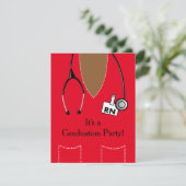 RN Black Nurse Afstuderen Invitation Scrub #44 Kaart (Staand voorkant)